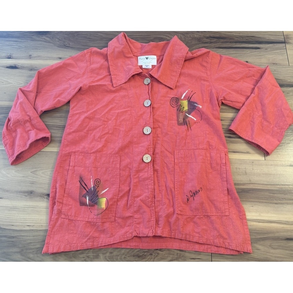 Signed Wearable Art Cotton Jacket P Jones Abstract XL Phoenix Conexion USA